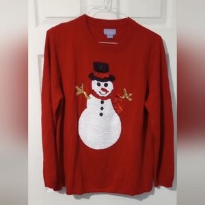 Laura Scott Festive Red Snowman Sweater